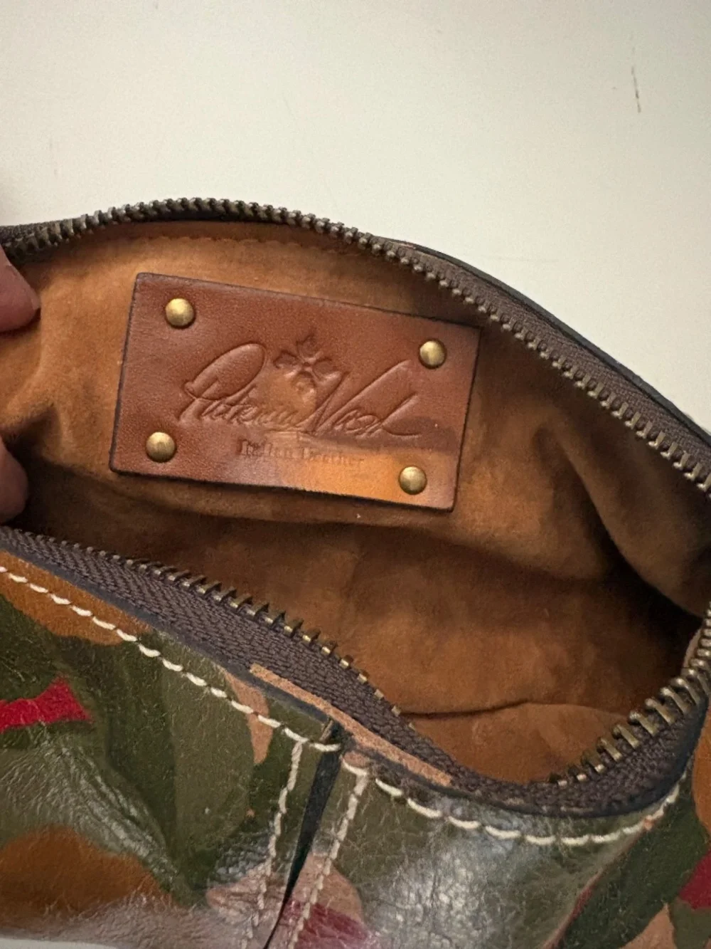 Patricia Nash Isla Oblong Wristlet Pouch Cosmetic Case Spring Multi Leather